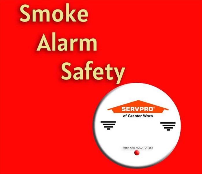 Smoke Alarm Safety with an image of a fire alarm
