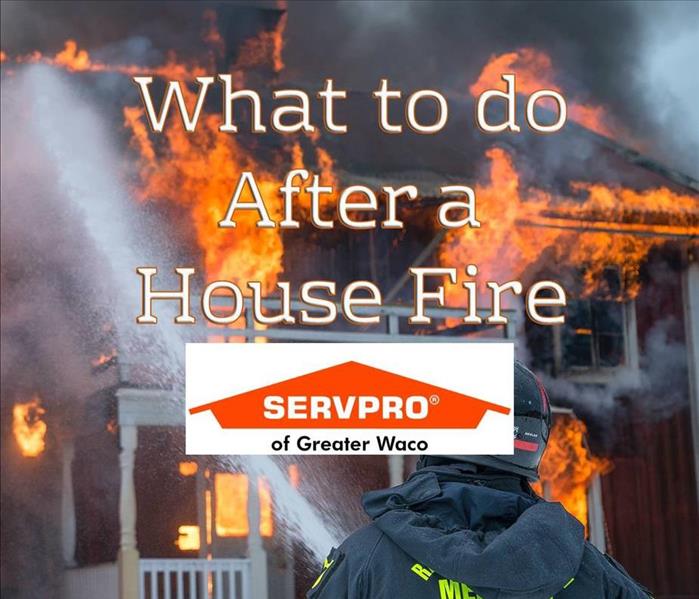 House fire with the title and SERVPRO of Greater Waco logo