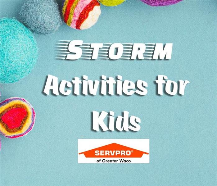 Blue background with Storm Activities for Kids text