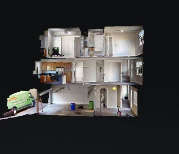 A 3-D image of the inside of a home using SERVPRO of Greater Waco's newest software